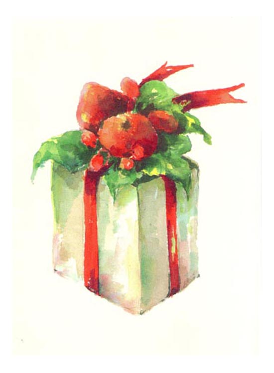 White Gift Christmas Card